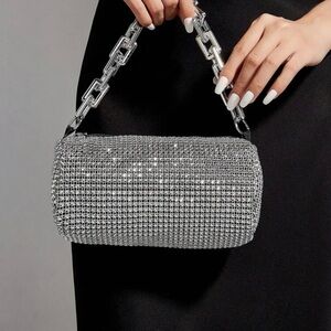 Silver Women's Bag polymer chain look handle